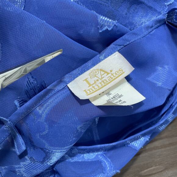 Vintage 90s L.A. Intimates Semi-Sheer Satin Floral Slip Dress Lingerie Sz Small - Picture 8 of 9